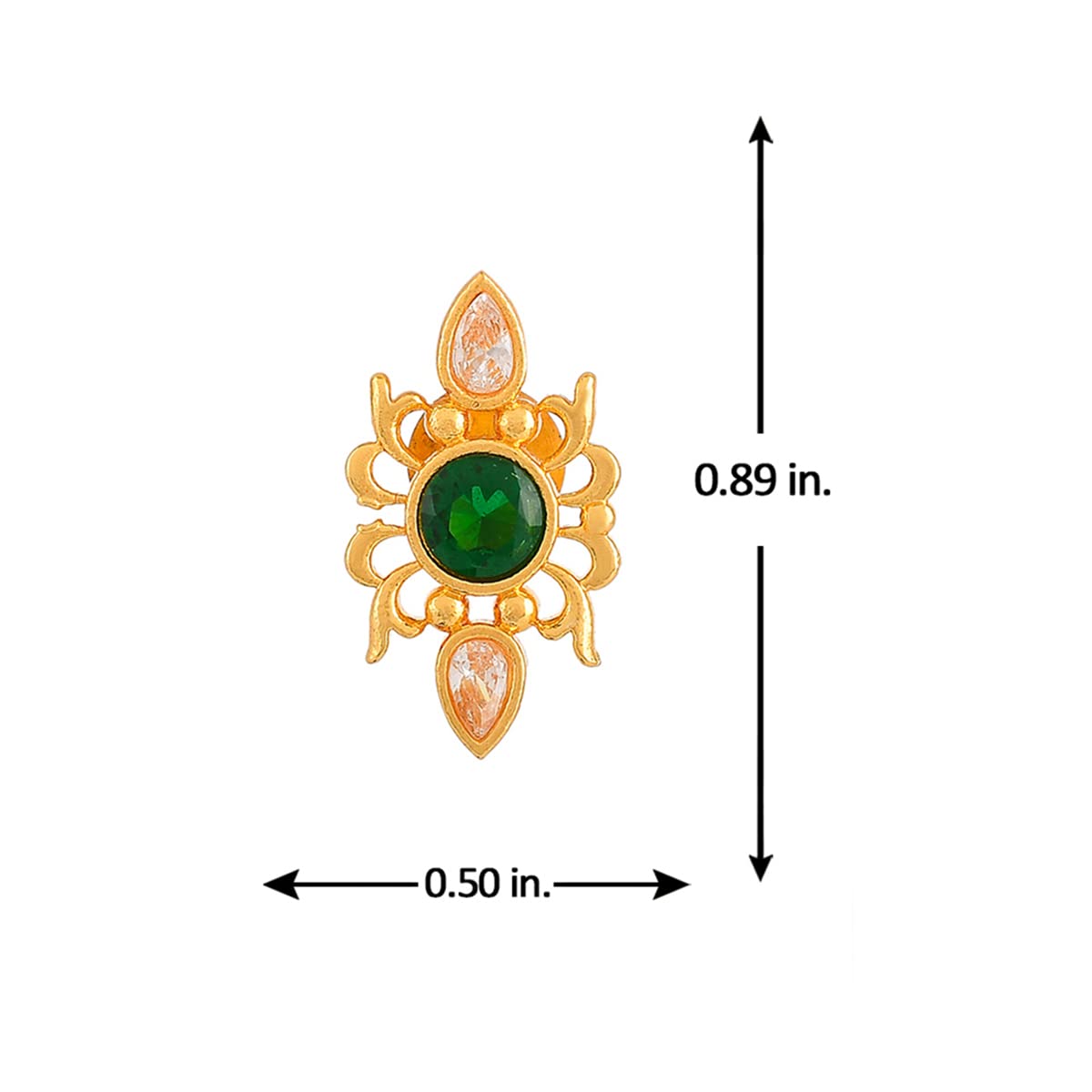 Abharan Green Stone Stud Earrings